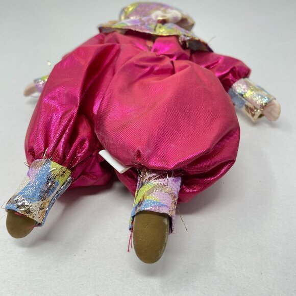 Vintage Venetian Porcelain Harlequin Dolls Painted Face Metallic 9" Collectible - Picture 12 of 12